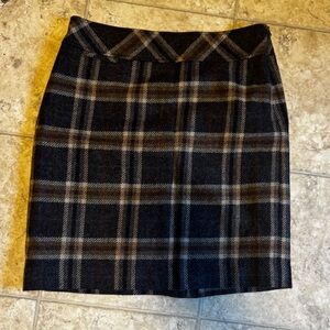 L.L. Bean Wool Blend Plaid Pencil Skirt - Dark Gray/Multi - 10 Petite